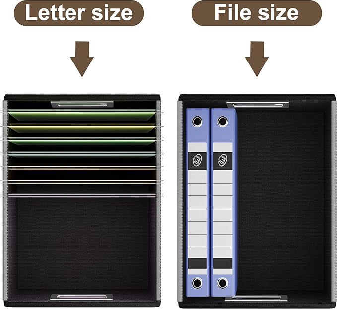 Huolewa File Organizer Boxes with Lids, Collapsible Faux Leather Hanging File Folder Box Organizer with Plastic Slide, Decora