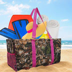 NGIL Extra Large Utility Tote Reusable Grocery Bag Oversized Collapsible for Groceries, Storage, Picnic, Beach (Camo-hot Pink)