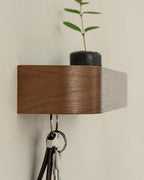 Kazai.® Key Holder 'Toke' | Minimalist Key Hook Design from Berlin | Modern Key Holder Wall Mount with Wooden Shelf | Key Rac