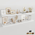 Fun Memories White Deep Floating Shelves, 72 x 12 Inch Long Wall Shelves, Large Display Shelf & Storage Shelf, Wood Floating 