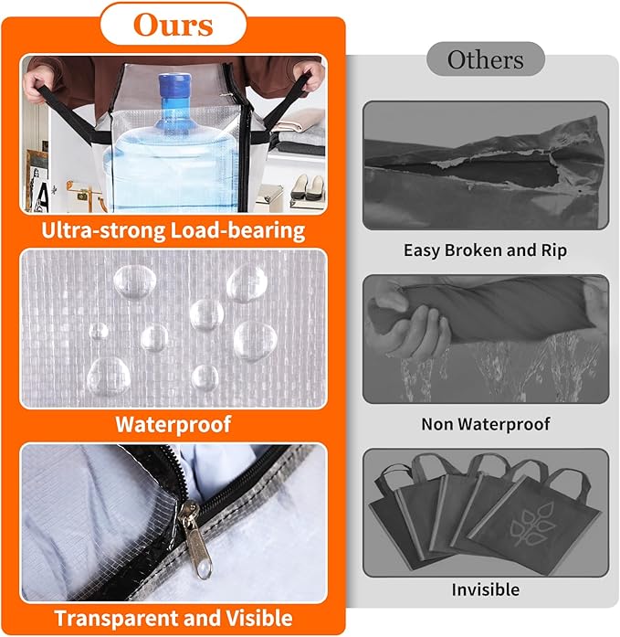 TasticTotes 8 Pack Clear Storage Bags for Comforter, Clothes & Bedding, Plastic Blanket Storage with Zipper and Handle, Movin