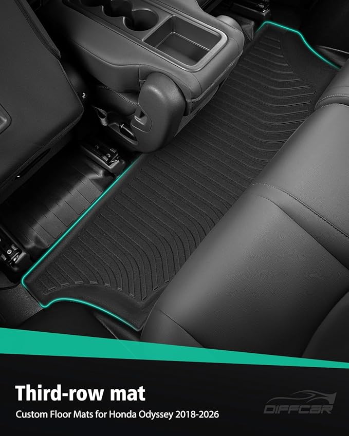Car Floor Mats for Honda Odyssey: 2018-2026 Cargo Liner, Mini Passenger Van Accessories, All Weather 1st 2nd 3rd Row Rubber Floor Trunk Carpet for Odyssey 2018 2019 2020 2021 2022 2023 2024 2025 2026
