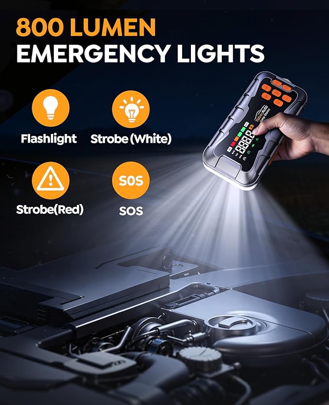 YaberAuto 16-in-1 Jump Starter with Air Compressor 8000A 160PSI Car Battery Jump Starter (All Gas/14L Diesel) 12V Jump Box