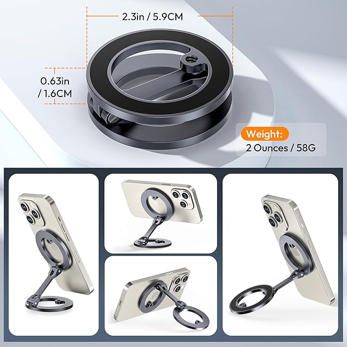 Itramax Magnetic Phone Holder for Gym,Double Ring Magnetic Gym Phone Stand,360° Adjustable Cell-Phone Mount for iPhone 17 Air 16 15 14 13 12 Pro Max,Mag/Safe Case,Metal Surfaces,Alloy Base,Golf Cart