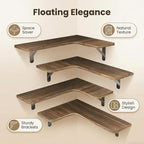 Corner Floating Shelves Wall Mounted Set of 4, Rustic Wood Corner Shelves for Bedroom Living Room Bathroom Kitchen Storage an