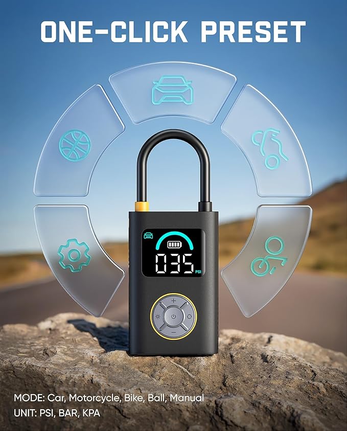 Fanttik X10 Pro Portable Tire Inflator for Compact Car, 35s Fast Inflation Air Compressor with Digital Pressure Gauge and Powerful Battery, 150PSI Cordless Air Pump for Cars, Motorcycles, Bikes, Balls
