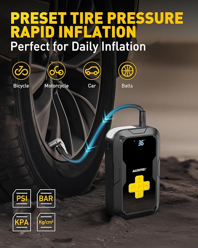 Jump Starter with Air Compressor, AUXITO 6000A Portable Car Jumper, 150PSI Digital Tire Inflator, 12V Jump Box for All