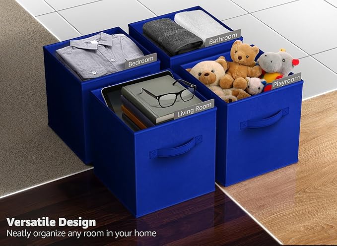 Sorbus 13 Inch Collapsible Fabric Storage Cubes - Sturdy Foldable Baskets with Handle - 8 Organizing Bins for Clothes, Toys, 