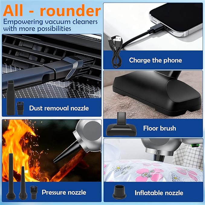 Car Vacuum，Handheld Car Vacuum Cleaner Cordless，20000Pa Vacuum Portable Cordless Powerful 120W Brushless Motor & 60 Min Runti