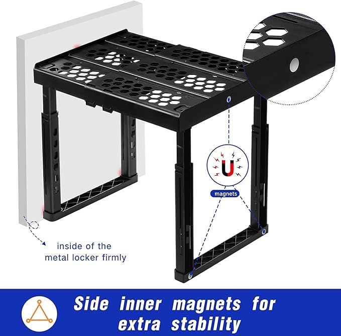 Locker Organizer Shelf， Adjustable Width and Height, Ideal Locker for School, Office, and Gym Lockers (Magenta 2 Pack)
