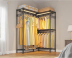 VIPEK L4L Portable Closet with Dimmable LED Lights, L Shaped Clothes Rack for Corner Space-Saving Storage, 3 Hanger rods for 