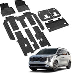 LASFIT Floor Mats & Backrest Mats & Cargo Mat for Kia Carnival Hybrid 8 Seats 2026 2025 (Only Fit Hybrid), All Weather TPE Custom Fit Floor Liners Full Set Car Mats Trunk Mat Accessoires, Black