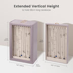 Lolalet Necklace Organizer Box, Jewelry Storage Box with Clear Window for Necklaces Bracelets, Tangle-Free Necklace Display C