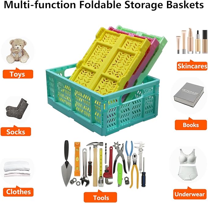 4 Pack 20L Large Closet Storage Baskets Bins for Shelves | Foldable Closet Organizers and Storage with Handles Home Organizat