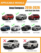 KINGGERI 300lbs Roof Racks Cross Bars Fit for Jeep Compass 2018-2026, Aluminum Heavy Duty Roof Rails Crossbars Rooftop Cargo Basket Carrier Bag Luggage Rails Kayak Canoe Snowboard Skiboard Bike