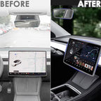 2PCS Protector Trim Frame Compatible with Tesla Model 3 Y 2020-2024 2025 2026 Screen Edge Frame Rearview Mirror Cover Interior Decorations Center Console Decor Highland Juniper Accessories Set (Gray)
