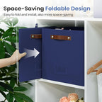 FinishingBo 6-Pack Storage Cubes with Handles & Label Holders Basket, Closet Cube Home Organizer Bins(Blue, 13 x 13 x 13 inch