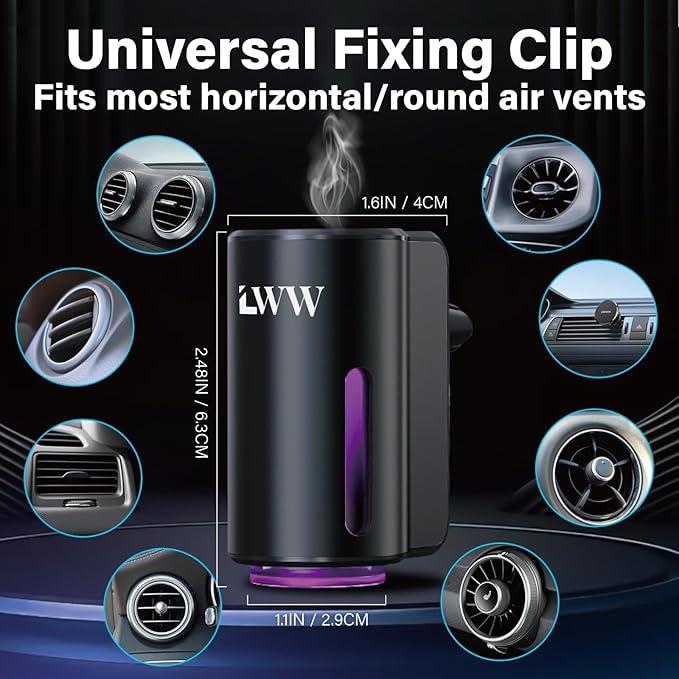 Car Air Freshener Diffuser, Portable Intelligent Car Aroma Diffuser with 3 Adjustable Modes, Rechargeable Car Aromatherapy Ma