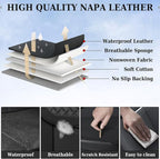 Coverado Car Seat Covers Front Seats, Nappa Leather Front Seat Covers, Waterproof Car Seat Cushion, Black Seat Covers Car Sea