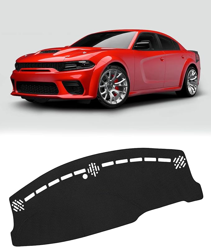 FIILINES Dash Cover for Dodge Charger 2011–2023, Dashboard Cover Mat for Charger Accessories Sunshade Nonslip Mesh Protector 
