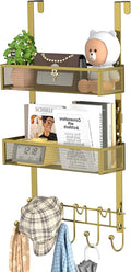 HapiRm Over The Door Hanger with Coat Hooks and 2 Baskets, Rustproof & Waterproof Over The Door Hooks, Storage Organizer for 