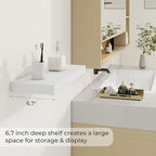 Dreamland 20 Inch Long Floating Shelves in White,6.7 Inch Deep Floating Shelf for Wall,Large Display & Storage Shelf, Wall Sh