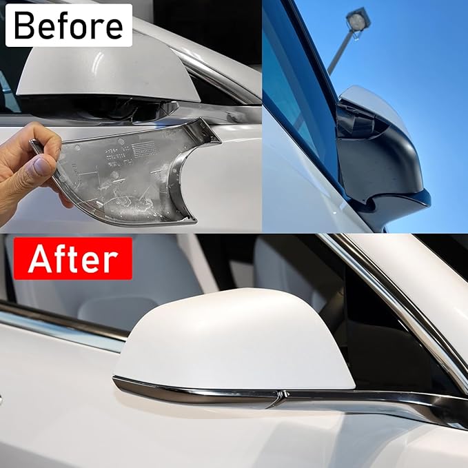 Jaronx Compatible With Tesla Model 3 Mirror Bottom Cover 2017-2025, Chrome Right Passenger Side Door Wing Rearview Mirror Lower Base Cover, For Tesla Model 3 Accessories(Right)