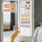 TAHAVICE 5-Tier Over The Door Organizer with 10 Mesh Pockets | Large Capacity Hanging Closet Storage for Baby Diapers, Toys, 