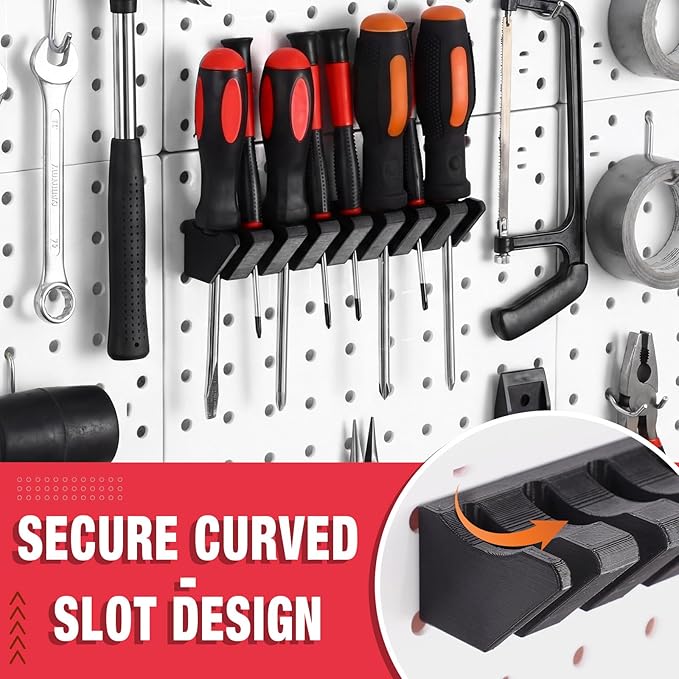 Novabright 1 Pcs Pegboard Screwdriver Holder, Pegboard Organizer Accessories, Eight-Tool Organizer Rack for Pegboards with 0.