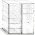 Prsildan Acrylic Drawer Makeup Organizer with 10 Drawers, Set of 2 Office Desk Organizers Accessories, Clear Stackable Storag