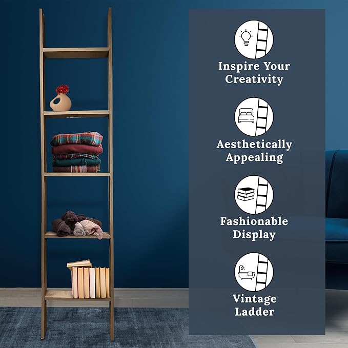BARNWOODUSA Throw Blanket Ladder – Fully Assembled Reclaimed Wood – Rustic Decorative Ladder for Towels, Quilts, & More – Per