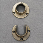 1 Pair Heavy Duty Antique Brass Zinc Closet Pole Sockets Rod End Support Flange Rod Holder Set Wall Mount Pipe Bracket with S