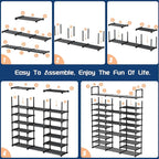 Mavivegue 10 Tiers Shoe Rack Tall Shoe Organizer Shoe Storage 55-65 Pairs Vertical Shoe Shelf Large Shoe Rack Organizer Stack