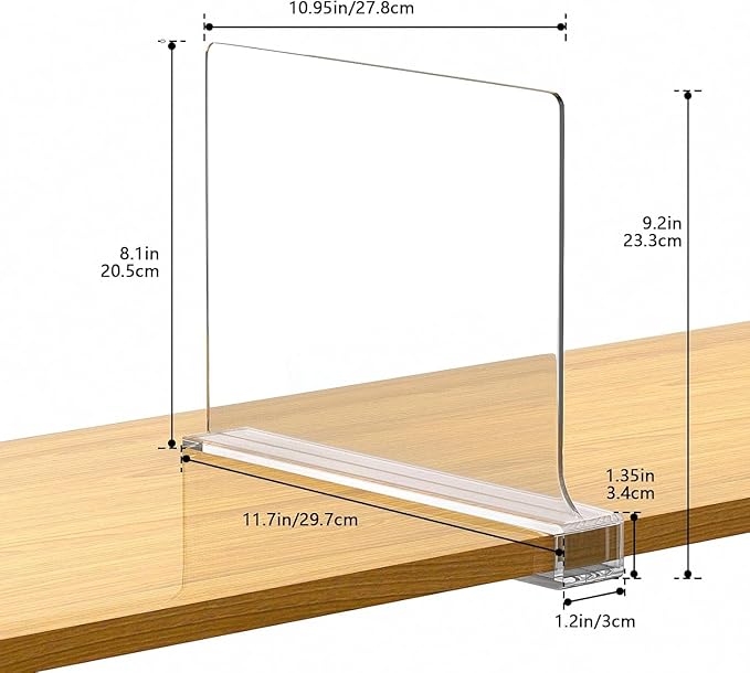 Aolloa 8 PCS Shelf Dividers for Closet Organization Acrylic Clear Closet Shelf Divider for Wooden Shelving Suitable for Woode