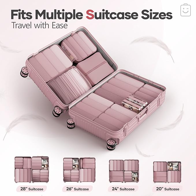 Veken 11 Set Compression Packing Cubes for Travel Essentials,Compressible Expandable Large Luggage Suitcase Organizer Bags fo