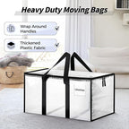 16 Pack Extra Large Heavy Duty Moving Bags, Clear Storage Bins with Lids, Reinforced Handles & Heavy-Duty Zippers Moving Boxe