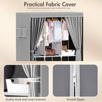 ALSO GO Portable Closet, Storage Organizer Wardrobe with Non-Woven Fabric Cover, with 3 Hanging Rods, 6 Storage Shelves and S