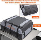ACLONG 21 Cubic Feet Car Roof Bag 840D Waterproof Rooftop Cargo Carrier Bag for All Cars with/Without Racks Includes Anti-Slip Mat Storage Bag Combination Lock 6 Door Hooks