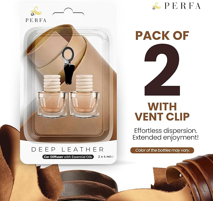 Deep Leather Car Air Freshener for Men | Pack of 2 Long Lasting Automotive Air Freshener | Odor Eliminator Car Perfume with E