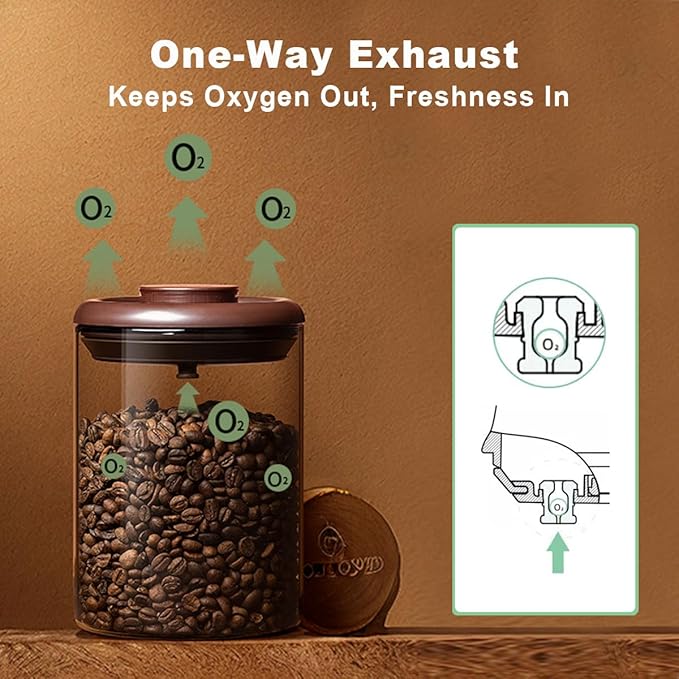 Ankou Glass Coffee Canister 900ml x 2 Jar, Airtight Food Storage Container with Pop Lid, Kitchen High Borosilicate Glass Cont