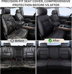 Coverado Chevy Silverado Seat Covers Full Set, Faux Leather Car Seat Covers Fit for 2014-2018 1500, 2015-2019 2500HD 3500HD C