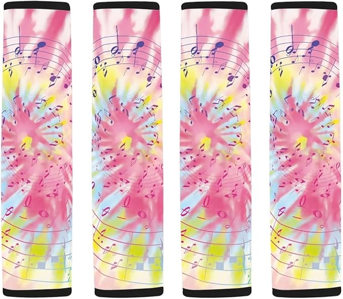 Forchrinse Swirl Tie Dye Music Note Car Seat Belt Cover Pad,4 Packs Soft Car Safety Seat Belt Strap Shoulder Pad for Adults and Children