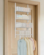 VyGrow Over the Door Storage Organizer with 3 Tier Mesh Baskets 2 Hanging Rods, 2 Mounting Options, Heavy Duty Clothes Hanger