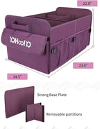 YOHOOLYO Car Trunk Organizer for SUV 72L Large Capacity Collapsible 4 Compartment Storage, Multicolor Car Accessories for Wome