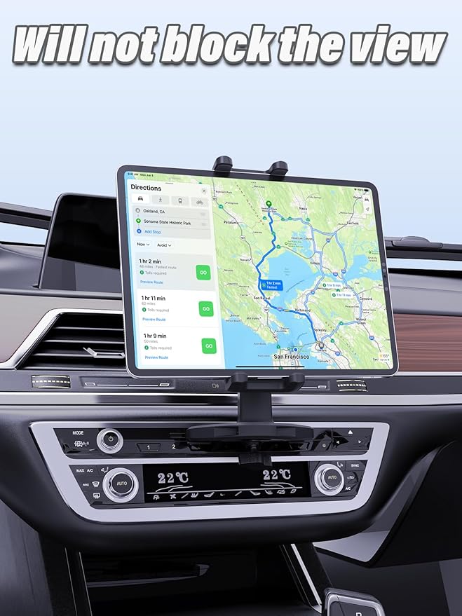Car CD Tablet Mount Universal Vehicle CD Slot Holder for iPad 4-12.9'' Pro/Air/Mini, iPhone 15/14/ 13/12/ Kindle Fire HD, Galaxy and More 4-12.9'' Tablet Phone