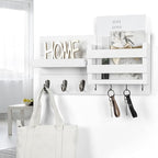 Lwenki Mail Organizer for Wall Mount – Key Holder with Shelf Includes Letter Holder and Hooks for Coats, Dog Leashes – Rustic