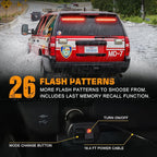 XRIDONSEN 2 in 1 Red Emergency Strobe Traffic Advisor Light Bar 144 LED Warning Safety Interior Dash Windshield Lights Deck Split Mount for Police Volunteer Firefighter Vehicles Trucks (2x17.7 inch)