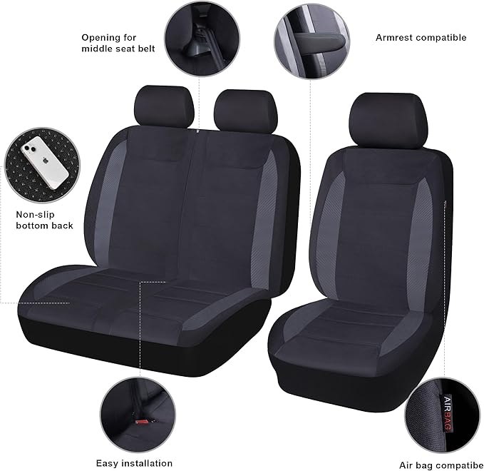 Flying Banner AquaShield car seat Covers Set Waterproof Water Resistant arm Rest Shoulder Seatbelt Compatible Truck Protector