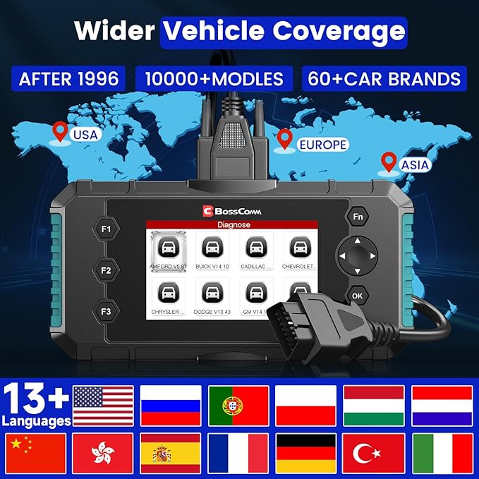 2026 BOSSCOMM IFIX435 All Systems OBD2 Scanner Diagnostic Tool,ABS SRS(Airbag) Transmission Engine Code Reader Diagnostic