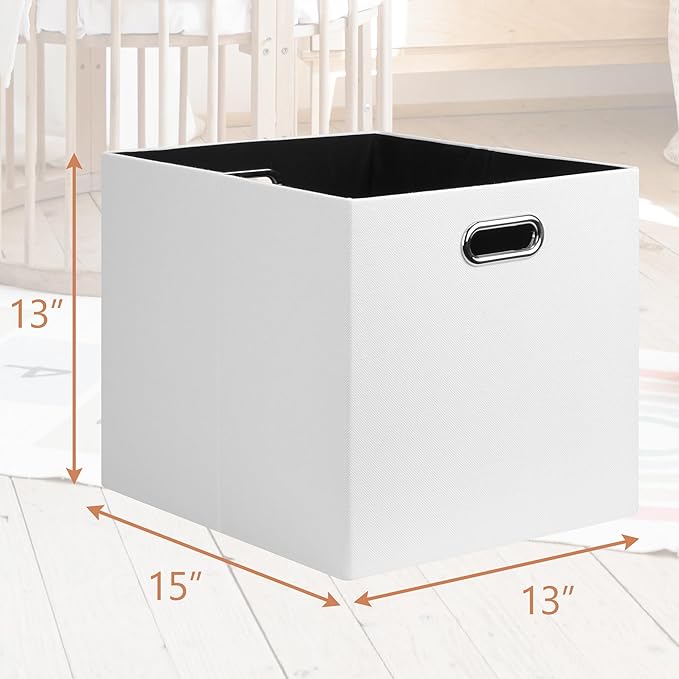 Posprica 13x15x13in Collapsible Storage Bins, Fabric Foldable Cube Storage Boxes, Decorative Storage Baskets Organizer for IK